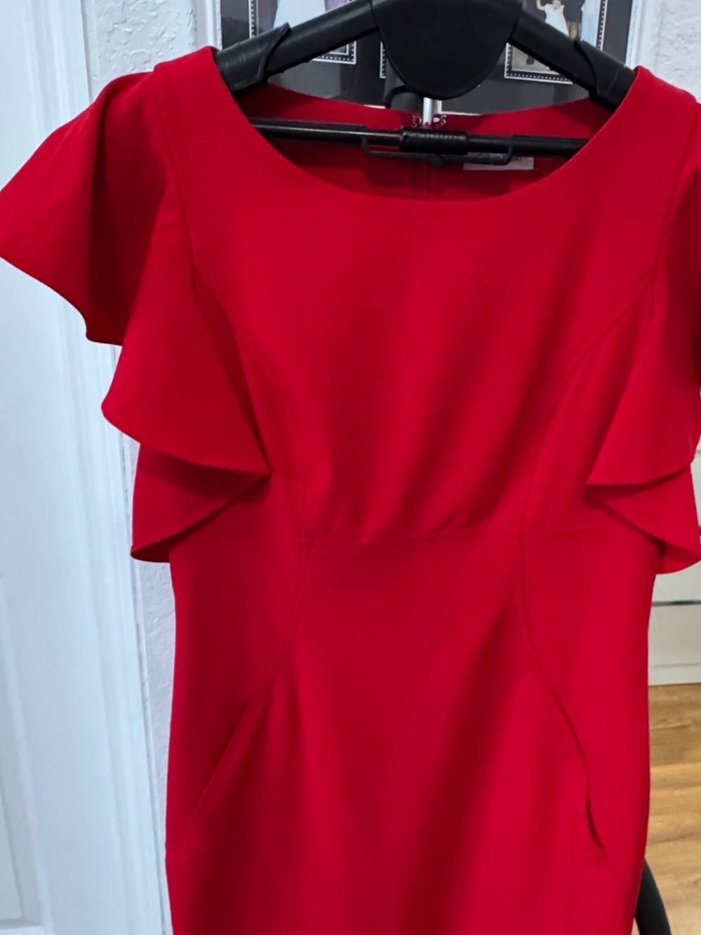 Calvin Klein Red Ruffle Sleeve Mini Dress